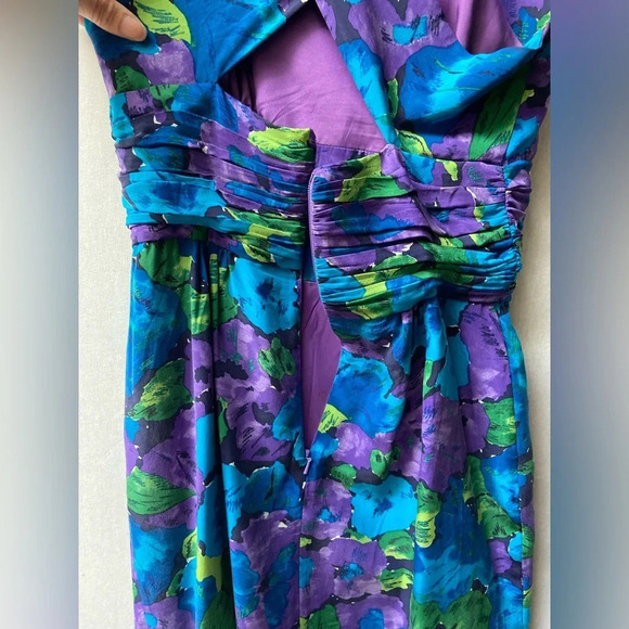 Diane Gilman 100%  Silk floral dress Sz 4 - Picture 2 of 12